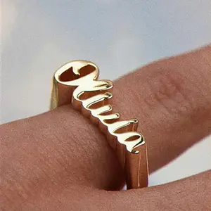 2024 New style stainless steel gold plated custom name rings for women men