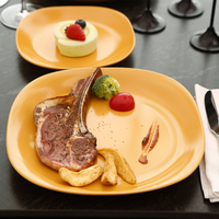 Vente en gros Service de vaisselle carré élégant de luxe Service de vaisselle 16 pièces pour la restauration Service de vaisselle jaune mat