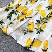 Robe midi décontractée sans manches à imprimé citron et bretelles spaghetti pour femme, idéale pour les vacances et le quotidien