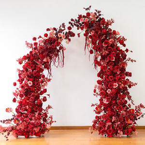 ซุ้มดอกไม้สีแดงสำหรับตกแต่งงานแต่งงาน งานหมั้น งานวันเกิด งานต้อนรับ ชุดดอกไม้ประดิษฐ์ - Product Image 4