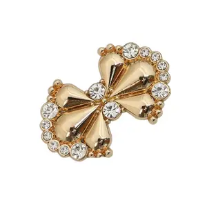 Fashion shoe buckles supplier rhinestones metal gold shoe hardware buckle