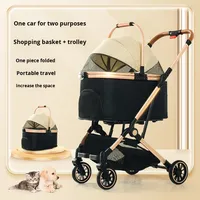 Poussette pour animaux de compagnie, chien, chat, 4 roues, légère, détachable, pliable, chariot électrique à une touche, modèle en métal C106