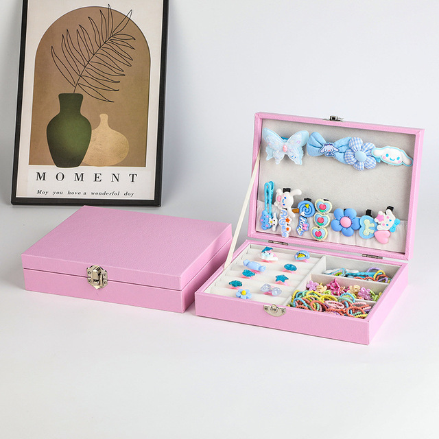 Bracelet Earring Case Organizer Packing Portable Jewelry Storage Box Pink PU Leather Travel Jewellery Box for Ring Necklace