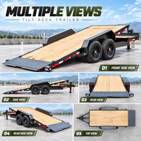 Remorque à plateau inclinable robuste à double essieu pour le transport d'équipements avec plateau en bois, chargement facile, OEM ODM, transport de machines sur mesure