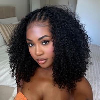 Perruques mi-longues bouclées Pixie très respirantes en cheveux humains, 3-en-1, sans colle, sans couture, à porter facilement pour femmes
