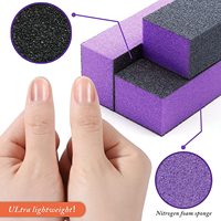 Bloc polissoir à ongles personnalisé avec logo, lime à ongles 3 faces en papier de verre, éponge violette pour manucure