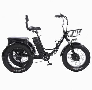 Vélo cargo électrique à batterie lithium 48 V 18 Ah, tricycle à trois roues avec pneus larges, pliable, pour transport utilitaire - Product Image 2