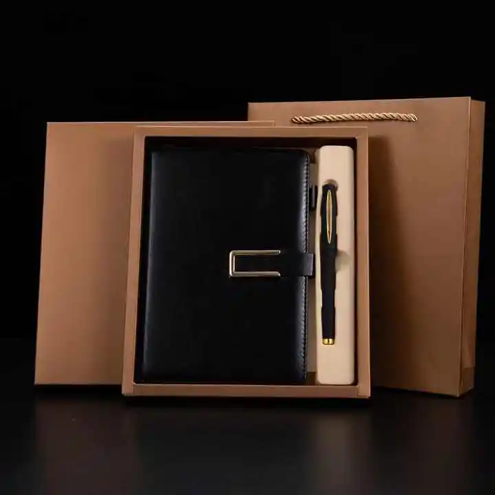 Produits uniques à vendre en ligne Cahier de cadeau promotionnel avec stylo Couverture en cuir PU Cahier Journal d'estampage