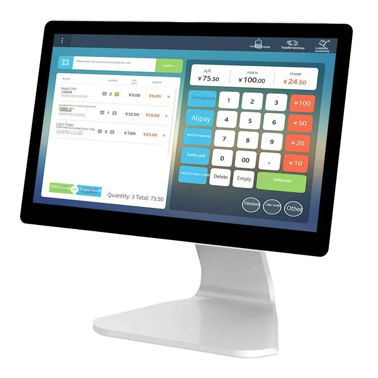Goodcom หน้าจอสัมผัสแบบ capacitive ระบบ Android POS ขนาด15.6นิ้วเดสก์ท็อปอุปกรณ์ POS แบบออลอินวันวางบิลลงทะเบียนเงินสด