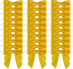 Boutique 2,5 "Yellow Gold Satin Ribbon Twist Tie Bows para atar paquetes Envoltura de regalos - Product Image 1