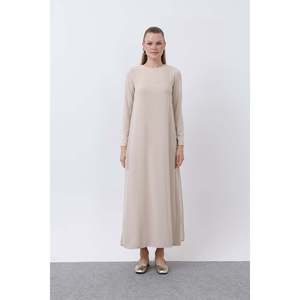 เดรสยาวผู้หญิงแต่งผ้าชีฟอง - 12447ELB - สีเบจ - Product Image 3