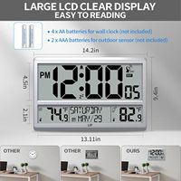 Reloj Atómico de Diseño Clásico LFF, Números de 45 Pulgadas, Reloj de Pared con Temperatura Interior, No Requiere Ajuste, Funciona con Batería, Fecha y Hora