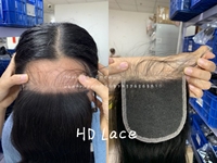 Rambut Remy Pre-Plucked dengan Baby Hair, Rambut Brazil 4x4 5x5 6x6 HD Lace Frontal Closure Deep Wave Hitam untuk Wanita, Densitas 130%