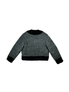 Veste en tweed <span class=keywords><strong>court</strong></span> pour <span class=keywords><strong>femme</strong></span> en duvet de canard gris, blazer d'hiver de luxe gris anthracite Cardigan en tweed rempli de duvet - Product Image 5
