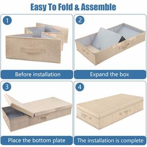 StorageWorks Linen Foldable Natural Fiber Large Bed <b>Storage</b> Bins Lids <b>Underbed</b> Containers Handles Label Holder Closet Organizer - Product Image 3