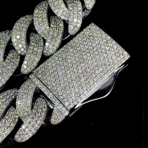 สร้อยคอแบบ Cuban Link ดีไซน์พรีเมียมสำหรับผู้ชาย ประดับเพชรเลี้ยงในห้องปฏิบัติการ ชุบทอง 14k สไตล์ฮิปฮอป แฟชั่นสตรีทแวร์ - Product Image 4