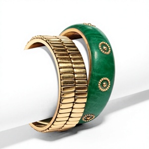 Best High Quality Gold Plated Alloy Resin <b>Bangle</b> <b>Bracelets</b> Sets Women's Classic Pink and Gold <b>Bangles</b> Fashion Jewelry <b>Bracelets</b> - Product Image 2