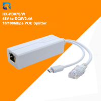 Divisor de alimentación a través de Ethernet (PoE) blanco de 48V a Micro USB 5V 2.4A 10/100Mbps para sistema de monitor de cámara de seguridad