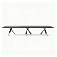 Table de conférence moderne intelligente pour 10 personnes, commande vocale, prise de courant, charge sans fil, table de réunion exécutive en bois pour usage hôtelier