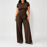 T-shirt pour femme, chemises pour femme, ensemble de yoga et de course respirant en polyester à manches courtes et pantalon droit