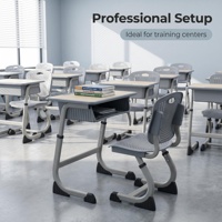 Ensemble de bureau et chaise réglables confortables pour étudiants, avec structure métallique durable, idéal pour les salles de classe