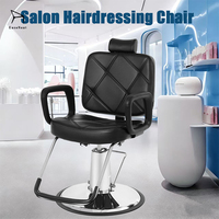 Fauteuil de Barbier Professionnel en Cuir de Haute Qualité avec Accoudoirs et Base Robuste à Pompe à Huile
