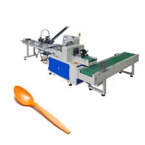 disposable plastic cutlery single spoon automatic feeding packing machine