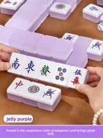 Tuiles de Mahjong OEM/ODM haut de gamme pour usage domestique, sélectionnées à la main, en acrylique cristallin violet gelée, taille moyenne, design élégant