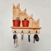 Porte-clés mural en bois, étagère flottante pour clés et courrier, organisateur d'entrée, porte-manteau mural pour hall d'entrée