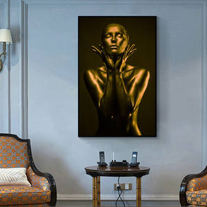Or <span class=keywords><strong>corps</strong></span> <span class=keywords><strong>humain</strong></span> Art femme Sculpture toile imprimé affiche photo mur décoration de la maison - Product Image 3