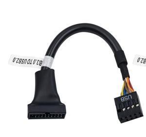 Convertisseur adaptateur de câble de <span class=keywords><strong>carte</strong></span> mère 19 broches USB3.0 mâle vers 9 broches USB2.0 femelle <span class=keywords><strong>6</strong></span> pouces/15cm - Product Image 2