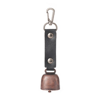 Clochette rétro en métal avec sangle en cuir pour la randonnée en extérieur, le camping, dissuasion des ours, clochette de sécurité, pendentif pour sac à dos
