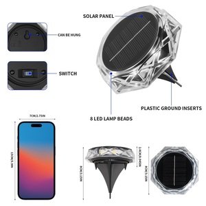 Lampe solaire rechargeable pour extérieur, batterie au lithium, IP54, éclairage paysager, du crépuscule à l'aube, pour pelouse, jardin, patio, allée - Product Image 3