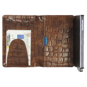 CardHoda Crocodile Texture <b>Wallet</b> <b>RFID</b> Blocking Slim Unisex Short Fold Closure Metal Lining Card Holder - Product Image 2