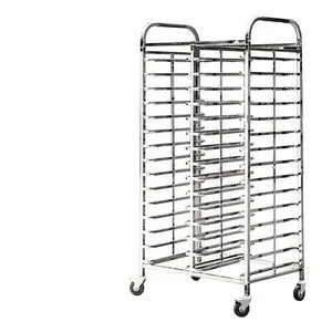 15 16 30 32 Pan Rack Cart 201 304 Stainless Steel Metal Baking Tray Rack Trolley For Oven With Customized Size