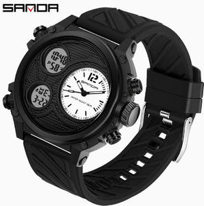 นาฬิกาดิจิตอล Sanda รุ่นใหม่ นาฬิกาสปอร์ตสำหรับผู้ชาย นักเรียน นักศึกษา ใช้งานกลางแจ้ง เรืองแสง กันน้ำ นาฬิกาทหาร หน้าปัดคู่ ระบบอิเล็กทรอนิกส์ - Product Image 1
