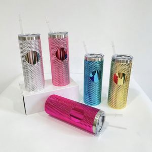Gobelet isotherme 23 oz à personnaliser avec logo, effet métallique brillant et strass, pour vinyle, design fin et droit, avec clous, en provenance de l'entrepôt chinois - Product Image 4