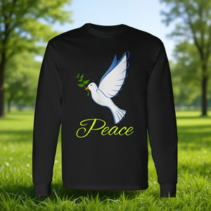 T-shirt à manches longues avec symbole de paix colombin et branche d'olivier - Product Image 3