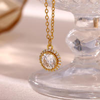 Collier en acier inoxydable plaqué or, résistant à la ternissure et à l'eau, motif feuille, tendance TikTok, par Fanhua Jewelry