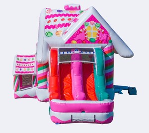 Tobogán Inflable Combinado Seco/Húmedo Candy Combo, <span class=keywords><strong>de</strong></span> Grado Comercial para Fiestas, Cumpleaños y Eventos con Tobogán y Área <span class=keywords><strong>de</strong></span> Brinco - Product Image 1