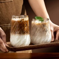 Mug à café en verre texturé transparent, motif glacier créatif, verre à boire pour café glacé, latte, thé et autres boissons