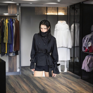 Abrigo de Punto con Botones Cruzados para Mujer, Estilo Francés, Color Marrón, Informal, con Cinturón, Moda Otoño 2025 - Product Image 3