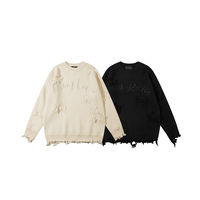 Maßgefertigter Herren Oversized Pullover mit Logo vorne, Winter-Strickpullover, Rundhalsausschnitt, Baumwolle/Acryl, Lange Ärmel, 320g, Anti-Pilling, ODM Großhandel