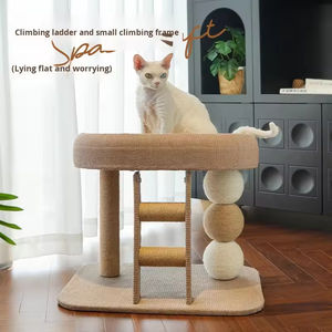Tempat Tidur Kucing Hemat Ruang dengan Platform Lompat, Tiang Garukan Sisal, Rangka Panjat, dan Bola Main untuk Kucing di Apartemen Kecil - Product Image 2