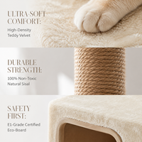 Tour d'escalade pour chat moderne multi-niveaux avec logo personnalisé OEM, vente en gros d'usine, avec niche, hamac, panier et poteau à gratter en sisal naturel