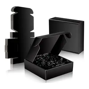 Logo ambalaj ile özelleştirilmiş siyah nakliye kutuları oluklu karton siyah posta nakliye kutuları