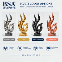 Sculpture de flamme en acier inoxydable poli miroir BSA, statue métallique abstraite moderne, grande œuvre d'art extérieure pour hôtel, place publique, villa