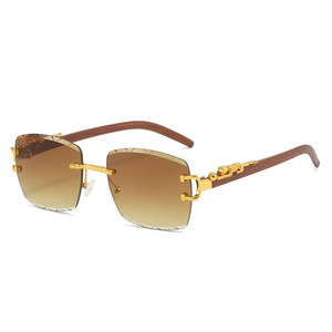 Gafas de sol rectangulares sin montura, lentes degradadas, protección UV400, estilo retro, gafas de sol unisex para conducir - Product Image 2