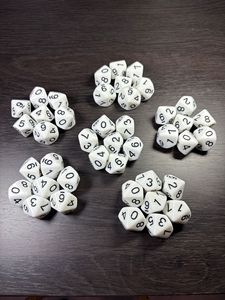 Dadi poliedrici acrilici colorati da 10 facce (0-9) bianchi e neri per giochi da tavolo, dadi numerici per l'insegnamento della matematica - Product Image 3