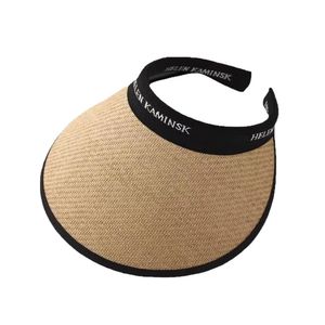 Chapeau de protection solaire d'été à visière ouverte, à large bord, en paille tressée double couche, protection UV, réglable pour femmes - Product Image 5
